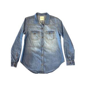 Vintage 90s Mudd Womens Medium Denim Button Down Shirt Medium Wash Cotton